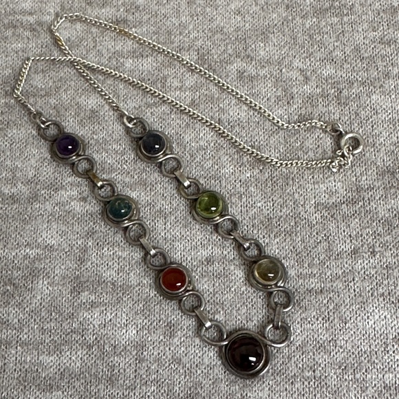 Assorted Gemstone and Silver Necklace - Picture 3 of 3